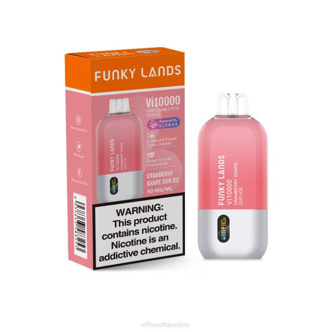 ELFBAR Pods Kaufen Gunstig Funky Lands Best Flavour Einweg-Vape VI10000 Grape Series X6XB452 Cranberry-Trauben-Duo-Eis